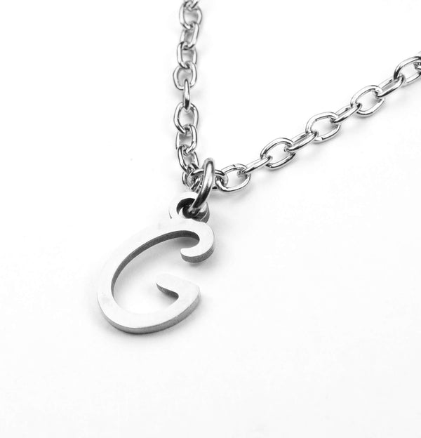 Beautiful Polished Letter G Solid White Gold Pendant By Jewelry Lane