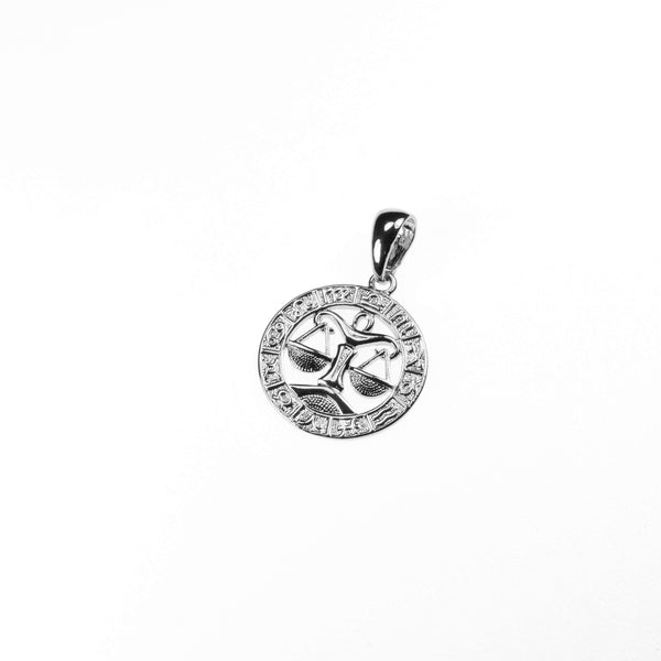 Beautiful Zodiac Libra Solid White Gold Pendant By Jewelry Lane