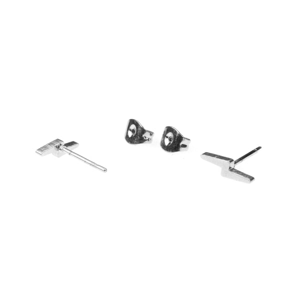 Elegant Simple lightning Stud Design Solid White Gold Earrings By Jewelry Lane