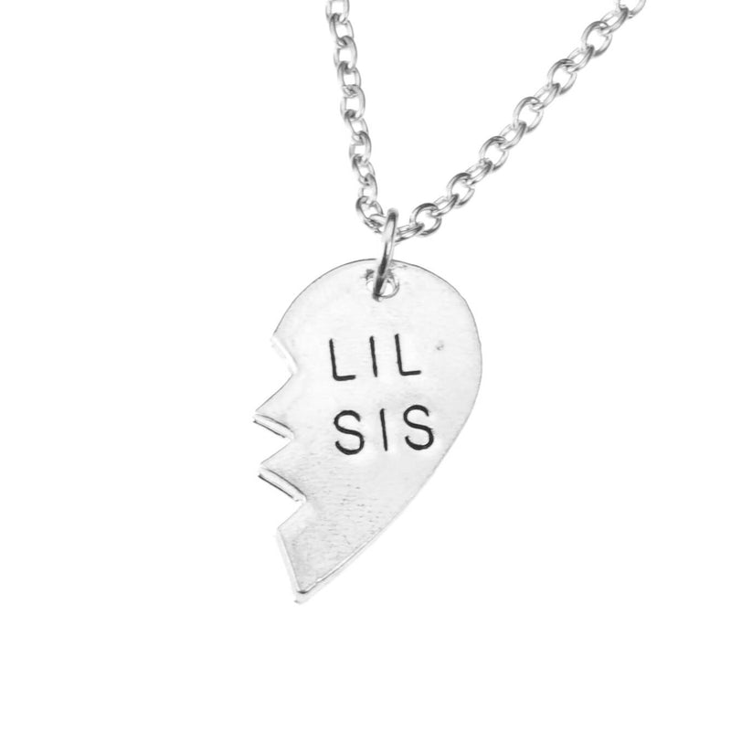 Charming Lovable Lil Sis Half Heart Design Solid White Gold Pendant By Jewelry Lane