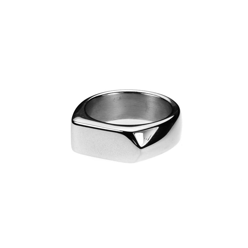 Elegant Beautiful Long Signet Solid White Gold Ring By Jewelry Lane