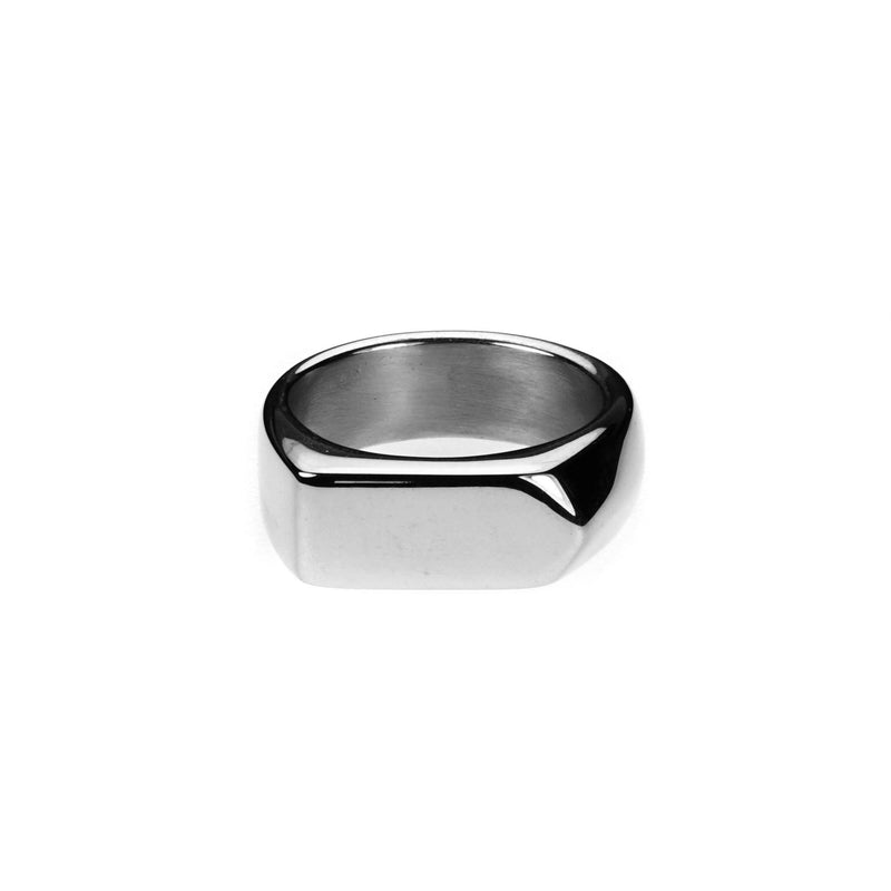Elegant Beautiful Long Signet Solid White Gold Ring By Jewelry Lane
