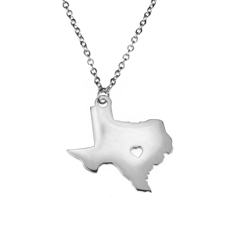 Beautifully Crafted State Texas Map Love Solid White Gold Pendant By Jewelry Lane