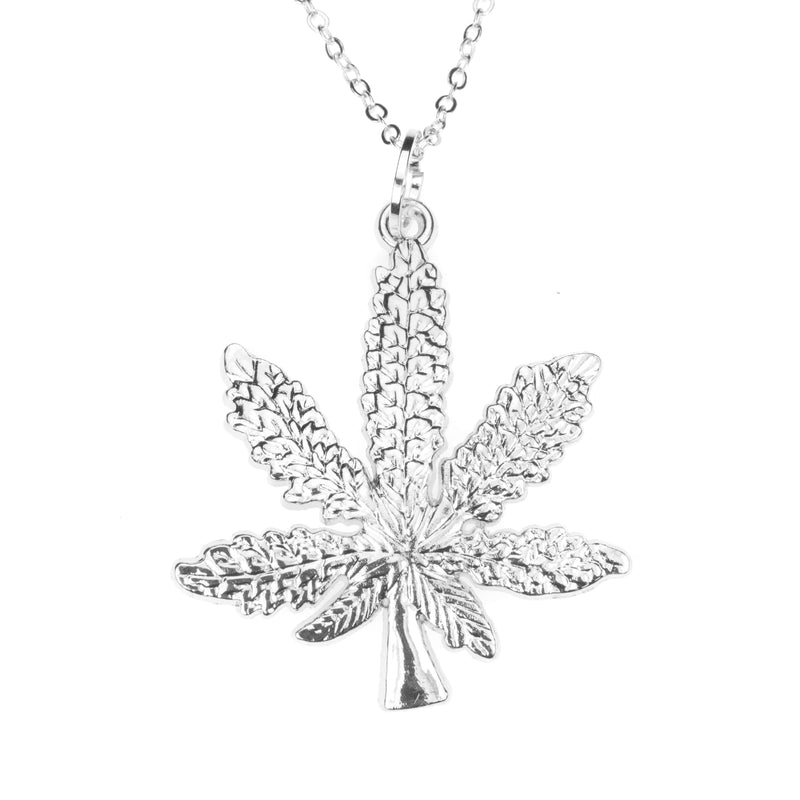 Beautiful Unique Marijuana Leaf Design Solid White Gold Pendant By Jewelry Lane