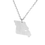 Elegant Unique Missouri State Design Solid White Gold Pendant By Jewelry Lane