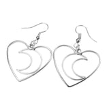 Beautiful Charming Moon In Heart Drop Solid White Gold Earrings By Jewelry Lane