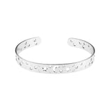 Beautiful Gorgeous Intricately Cut Moon Star Solid White Gold Bangle By Jewelry Lane