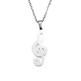 Charming Treble Clef Music Note Solid White Gold Pendant By Jewelry Lane