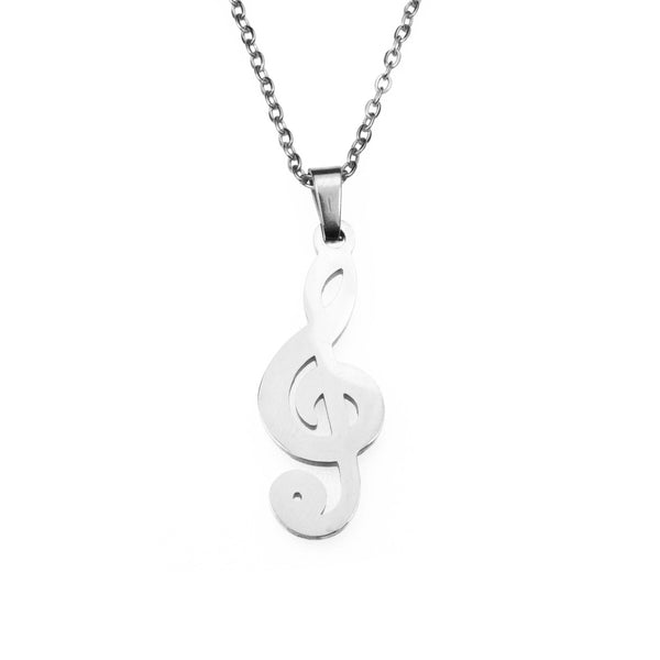 Charming Treble Clef Music Note Solid White Gold Pendant By Jewelry Lane