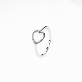 Beautiful Classic Open Heart Stacker Solid White Gold Ring By Jewelry Lane