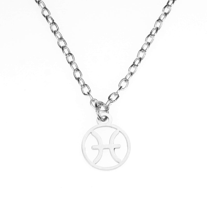 Charming Zodiac Pisces Minimalist Solid White Gold Pendant By Jewelry Lane