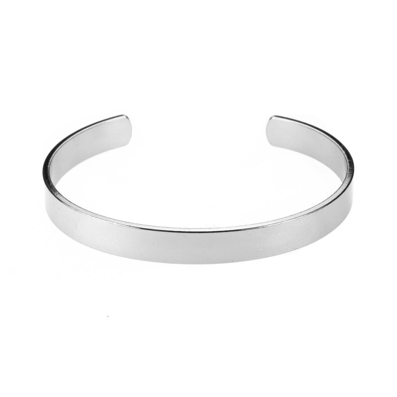 Smart And Chic Open Plain Cuff Solid White Gold Bangle By Jewelry Lane