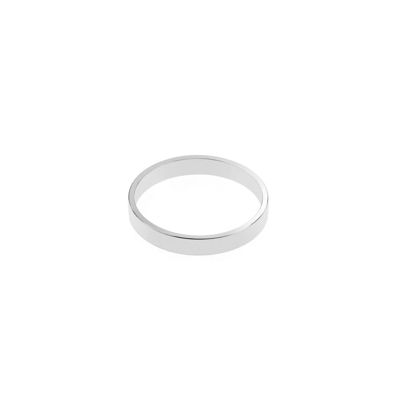 Elegant Plain Simple Evergreen Flat Solid White Gold Band Ring By Jewelry Lane