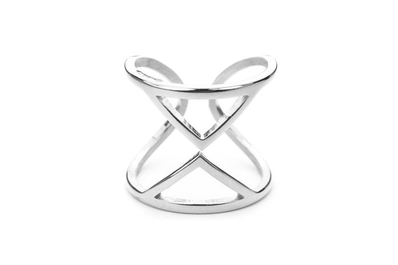 Beautiful Designer Hourglass Solid White Gold Ring By Jewelry Lane
