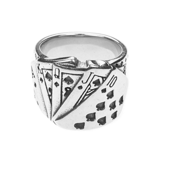 Modern Unique Playing Card Design Solid White Gold Ring By Jewelry Lane