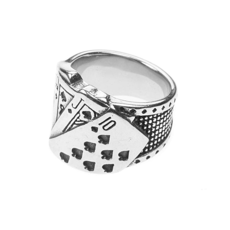 Modern Unique Playing Card Design Solid White Gold Ring By Jewelry Lane
