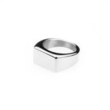 Elegant Plain Rectangle Signet Solid White Gold Ring By Jewelry Lane