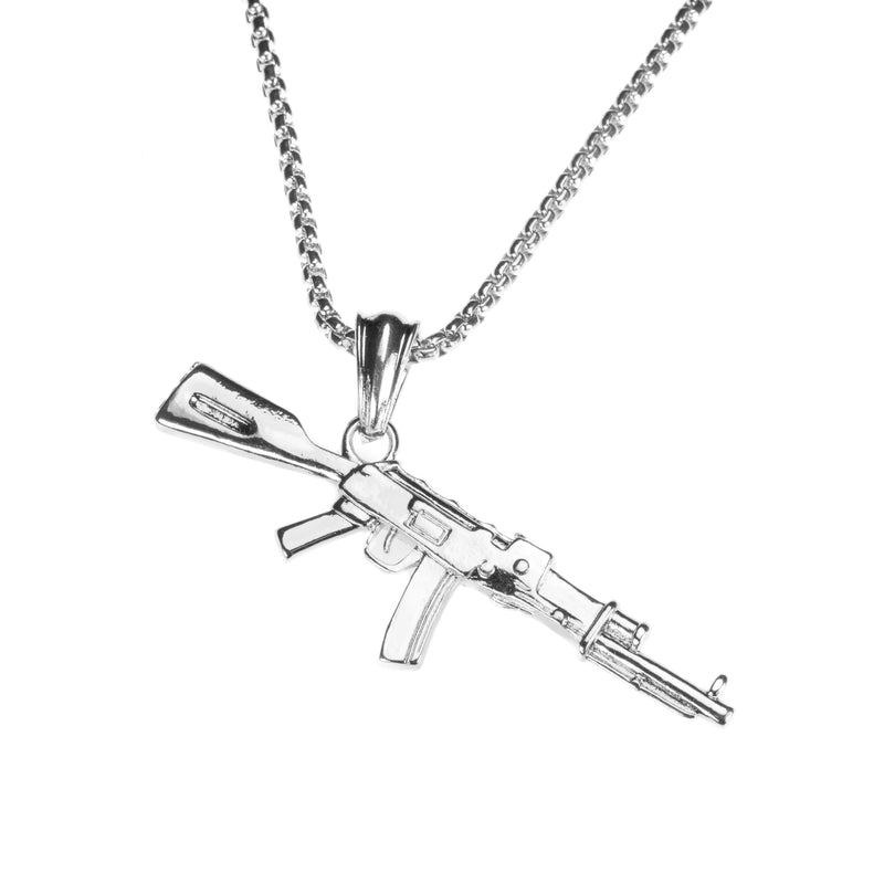 Beautiful Vintage Weapon Rifle Design Solid White Gold Pendant By Jewelry Lane 