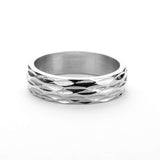 Elegant Geometrical Concave Textured Solid White Gold Ring By Jewelry Lane 