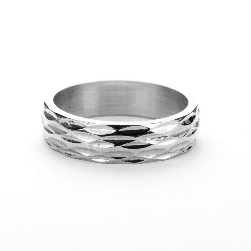 Elegant Geometrical Concave Textured Solid White Gold Ring By Jewelry Lane 