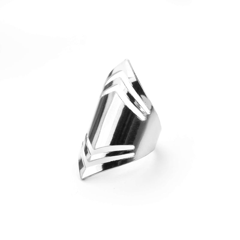 Elegant Amazonian Elongated Solid White Gold Ring By Jewelry Lane