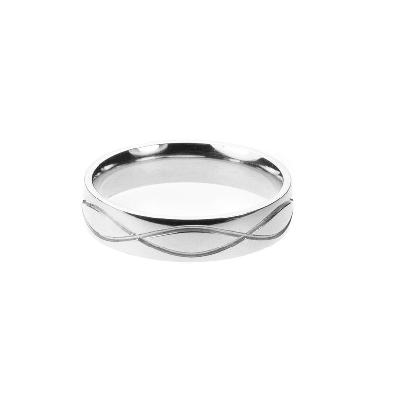 Wave Cut Solid White Gold Band By Jewelry Lane