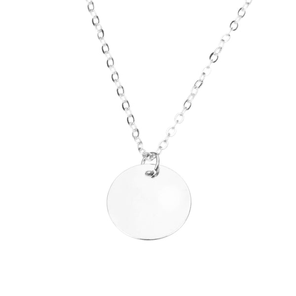 Simple Plain Round Blank Tag Design Solid White Gold Pendant By Jewelry Lane