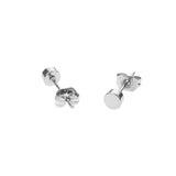 Simple Evergreen Small Round Solid White Gold Stud Earrings By Jewelry Lane