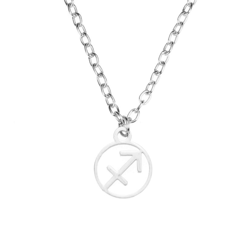 Charming Zodiac Sagittarius Minimalist Solid White Gold Pendant By Jewelry Lane