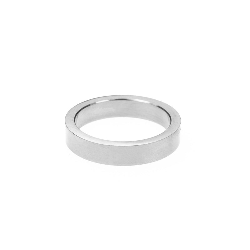 Elegant Simple Evergreen Flat Solid White Gold Band Ring By Jewelry Lane