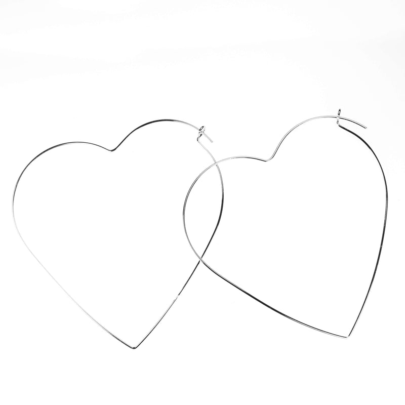 Beautiful Simple Sleek Love Heart Solid White Gold Earrings By Jewelry Lane