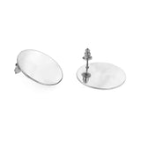 Beautiful Simple Classic Round Stud Solid White Gold Earrings By Jewelry Lane