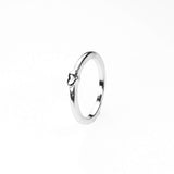 Simple Elegance Heart Stacker Solid White Gold Ring By Jewelry Lane