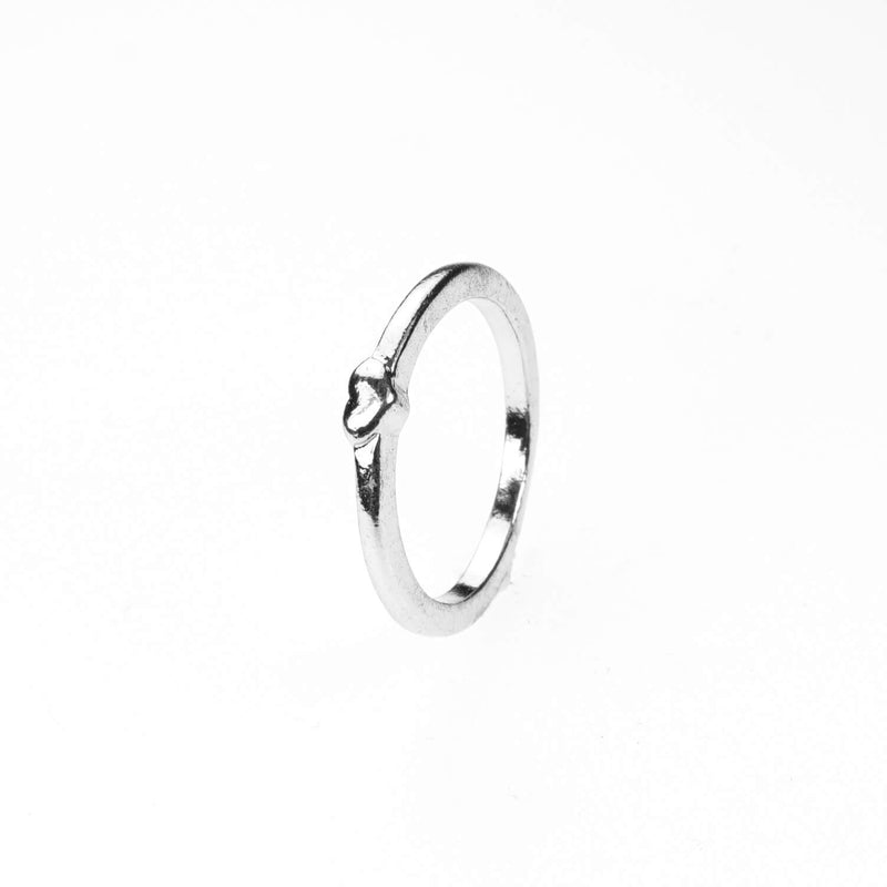 Simple Elegance Heart Stacker Solid White Gold Ring By Jewelry Lane