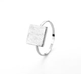 Elegant Plain Square Plate Stacker Solid White Gold Ring By Jewelry Lane