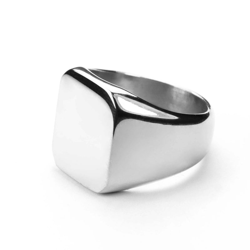 Square Statement Signet Solid White Gold Ring By Jewelry Lane