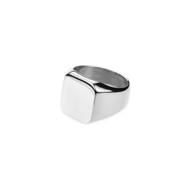 Simple Plain Square Statement Solid White Gold Ring By Jewelry Lane