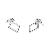 Simple Charming Square Stud Solid White Gold Earrings By Jewelry Lane