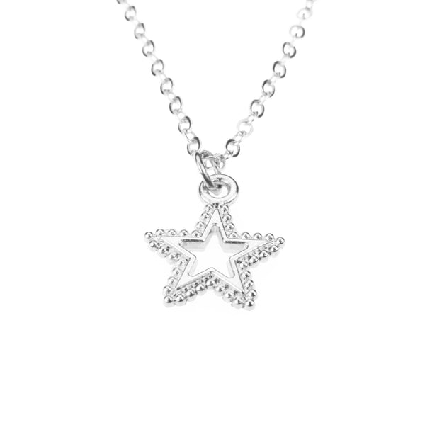 Beautiful Elegant Dotted Star Design Solid White Gold Pendant By Jewelry Lane