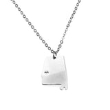 Elegant Simple Mississippi State Map Solid White Gold Pendant By Jewelry Lane