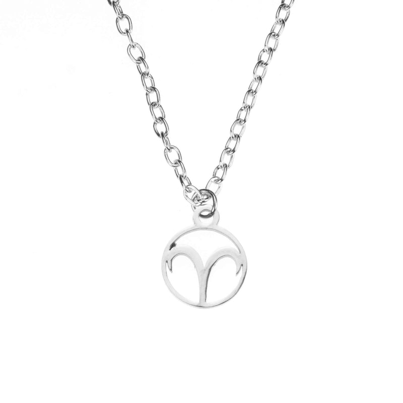 Charming Zodiac Aries Minimalist Solid White Gold Pendant By Jewelry Lane