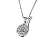 Elegant Sporty Tennis Racquet Style Solid White Gold Pendant By Jewelry Lane