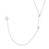 Beautiful Elongated Dangle Drop Triangle Solid White Gold Necklace By Jewelry Lane