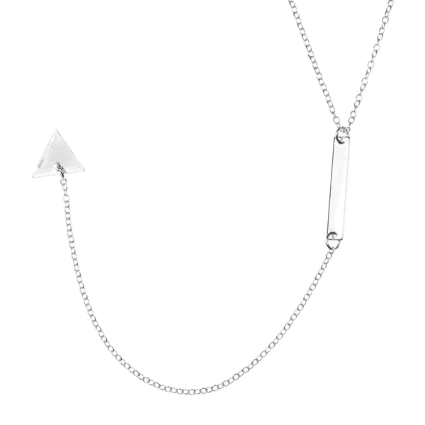 Beautiful Elongated Dangle Drop Triangle Solid White Gold Necklace By Jewelry Lane