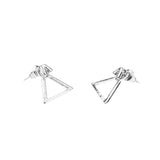 Charming Beautiful Triangle Stud Solid White Gold Earrings By Jewelry Lane