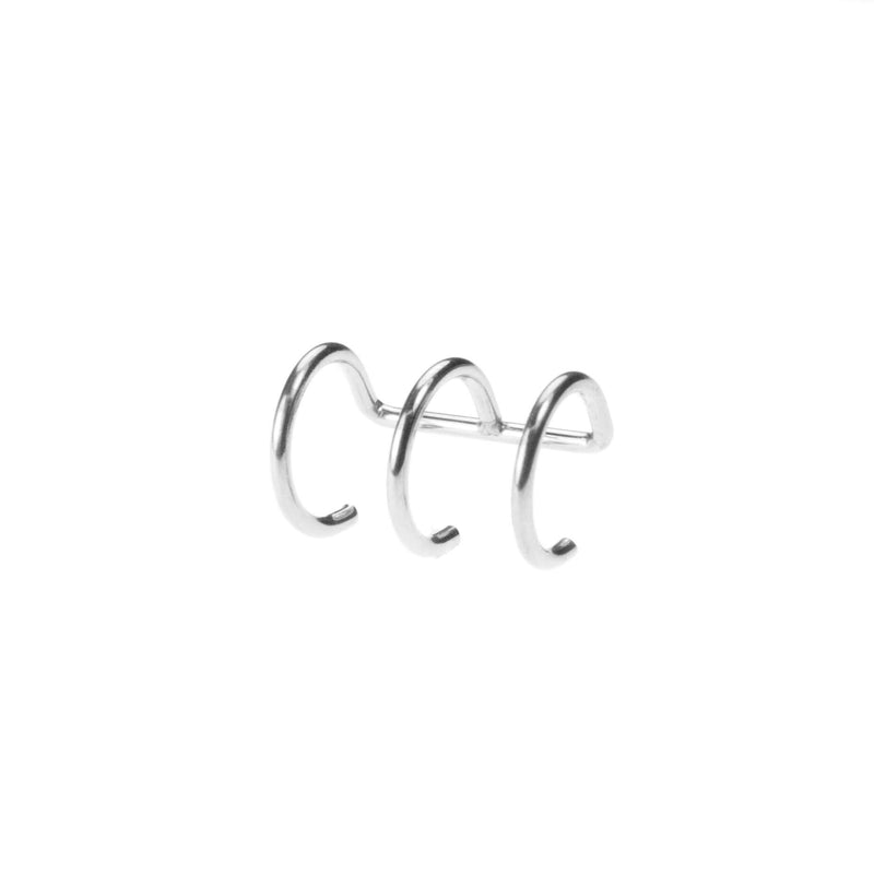 Stylish Unique Triple Hoop Solid White Gold Cuff Earrings By Jewelry Lane