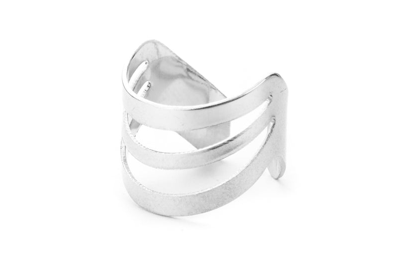 Beautiful Triple Flat Flared Solid White Gold Ring By Jewelry Lane