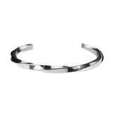 Charming Elegant Twisted Cuff Solid White Gold Bangle By Jewelry Lane