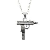 Elegant Stylish Israeli Uzi Gun Design Solid White Gold Pendant By Jewelry Lane