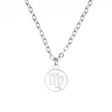 Charming Zodiac Virgo Minimalist Solid White Gold Pendant By Jewelry Lane